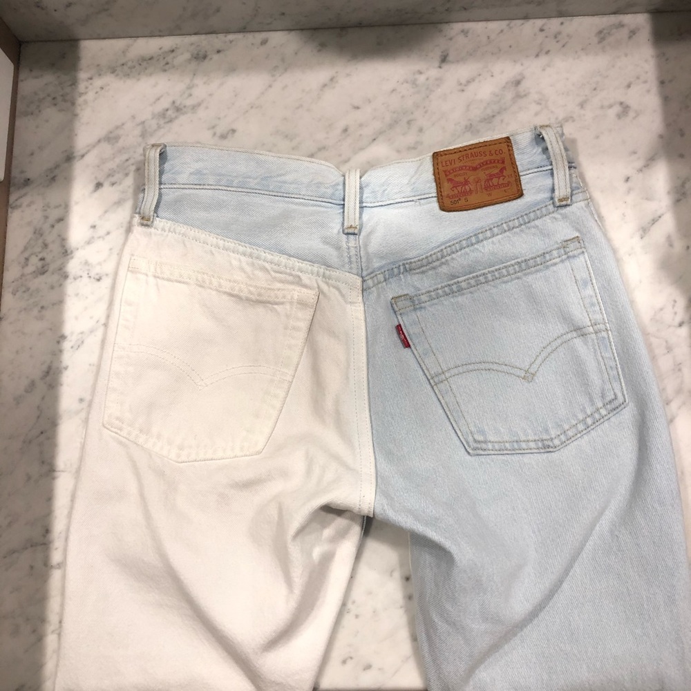 Levi 501 Strauss two toned jeans